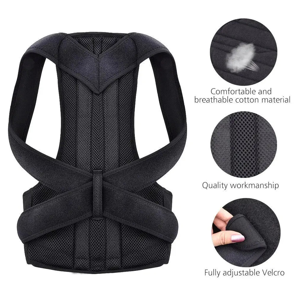 Adjustable Back Posture Corrector With Breathable Shoulder And Waist Support Straps For Boys And Girls To Relieve Back Pain.