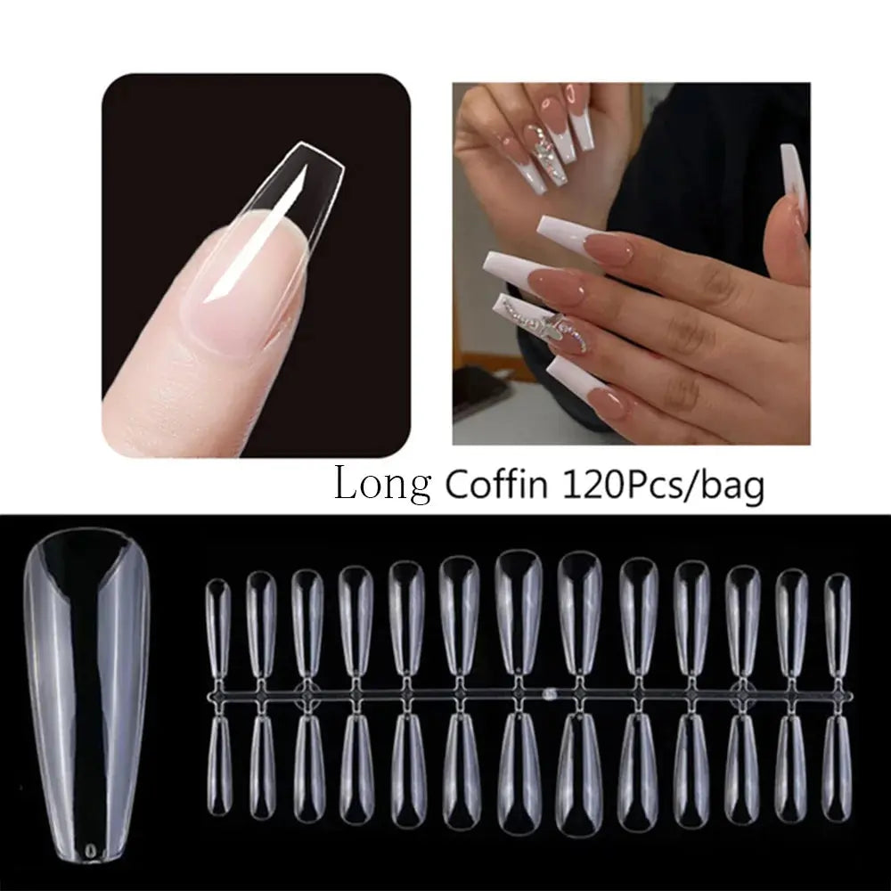 120pcs/bag Matte Press On Nail Tips Soft Full Cover False Nails Oval Almond Sculpted Fake Nail.