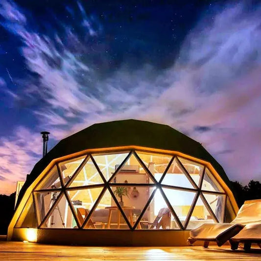 waterproof and fireproof glamping hotel dome tent house camping house SPECIFICATIONSBrand Name: NoEnName_NullOrigin: Mainland ChinaType: Screens &amp; Room DividersMaterial: MetalPlace of Origin: ChinaBrand Name: LuxoModel Number: ST20Johnny TirakJohnny Tirakfireproof glamping hotel dome tent house camping house resort