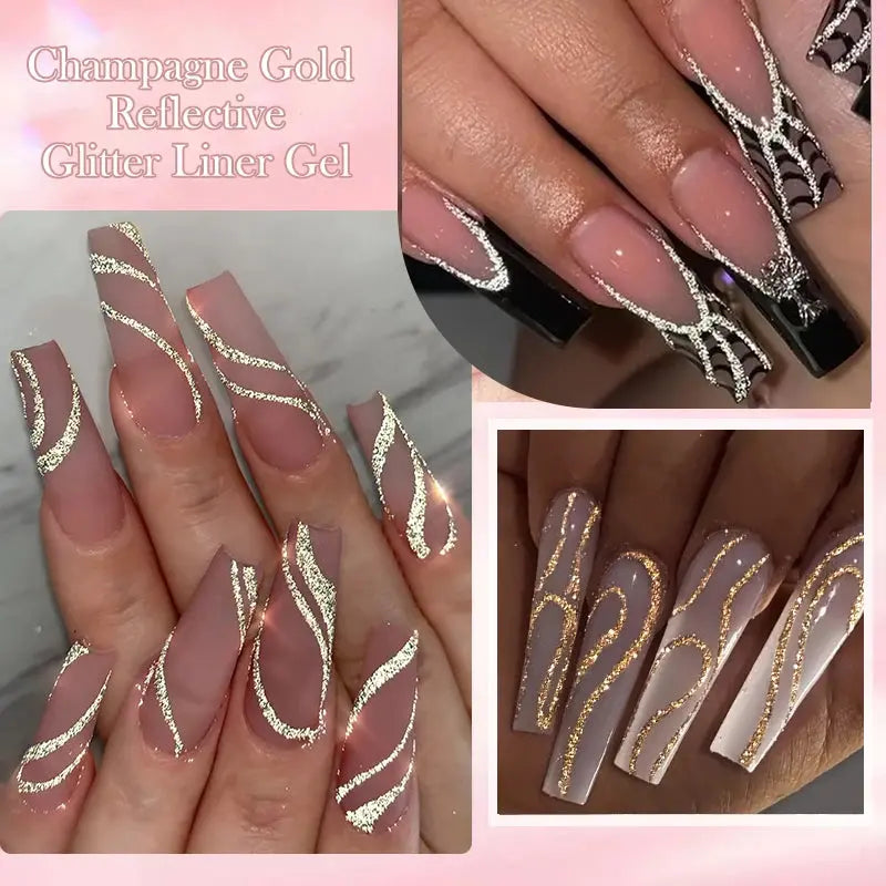 LILYCUTE 5ML Champagne Gold Reflective Glitter Liner Gel Nail Polish BSPECIFICATIONSItem Type: Line Drawing Gel PenColor: 14 Colors For ChooseDesign: Fluorescence UV GelAdvantage: Healthy and EcofriendlyFeature 2: Laser gelFeature 3: HJohnny TirakJohnny TirakLILYCUTE 5ML Champagne Gold Reflective Glitter Liner Gel Nail Polish Bright Sparkling French Semi Permanent Nail Painting UV Gel