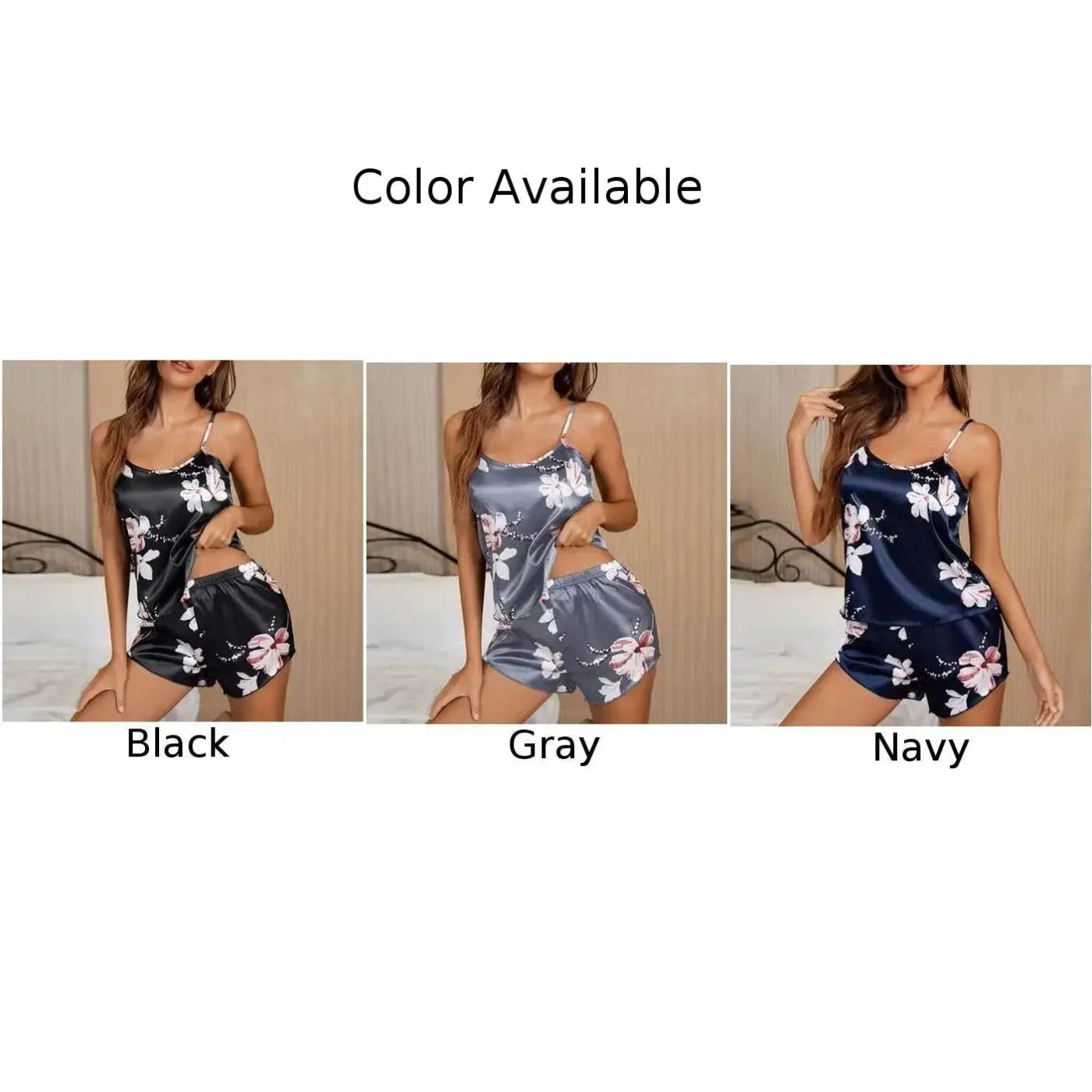 Women's Sexy Suspender Printed Vest Sleepwear Satin Short Camisole ShoSPECIFICATIONSBrand Name: ZYNCUEMaterial: POLYESTERCollar: Spaghetti StrapLength: shortsHign-concerned Chemical: NonePattern Type: PrintOrigin: Mainland ChinaSleeve Johnny TirakJohnny TirakSexy Suspender Printed Vest Sleepwear Satin Short Camisole Shorts Set Soft Nightwear Lingerie Pajamas Female Sleepwear