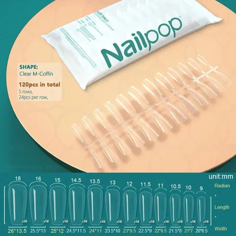 NAILPOP 120pcs Fake Nails Full Cover Press on Nails Coffin Soft Gel AmSPECIFICATIONSBrand Name: NailpopHign-concerned Chemical: NoneNumber of Pieces: One UnitOrigin: Mainland ChinaMaterial: AcrylicQuantity: 120pcs/bagSize: 10 DifferentJohnny TirakJohnny TirakNails Coffin Soft Gel American Pose Capsule False Nail Tips