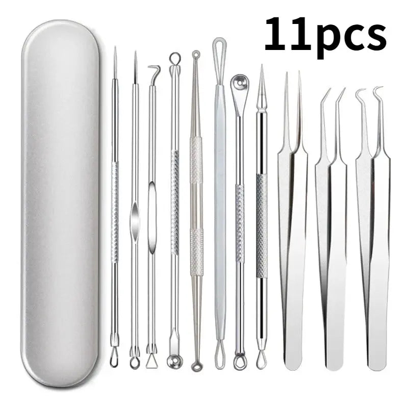 11Pcs/Set Acne Needle Blackhead Clip Remover Extraction Pore Black HeaSPECIFICATIONSBrand Name: otherItem Type: Makeup Tool KitOrigin: Mainland ChinaChoice: yesJohnny TirakJohnny Tirak11Pcs/Set Acne Needle Blackhead Clip Remover Extraction Pore Black Head Cleaner Face Skin Care Cleansing Needle Tool Cell Clamp