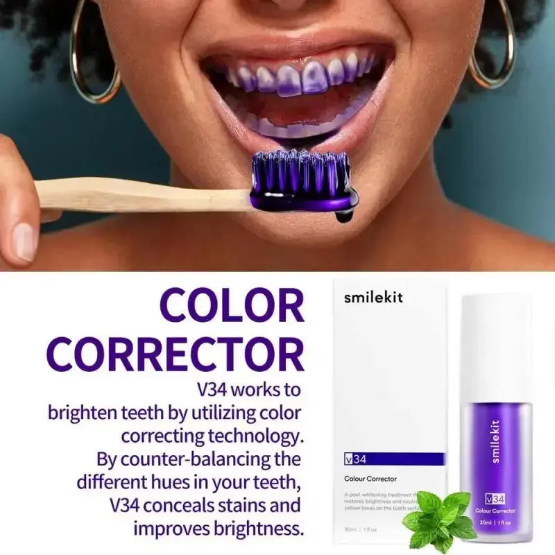 30ml V34 SmileKit Purple Toothpaste Removes Tartar Clean Oral Hygiene SPECIFICATIONSBrand Name: SmileKitOrigin: Mainland ChinaItem Type: ToothpasteNumber of Pieces: COMBONET WT: 30gAge Group: adultsChoice: yessemi_Choice: yesJohnny TirakJohnny Tirak30ml V34 SmileKit Purple Toothpaste Removes Tartar Clean Oral Hygiene Fresh Breath Whitening Teeth Care Products