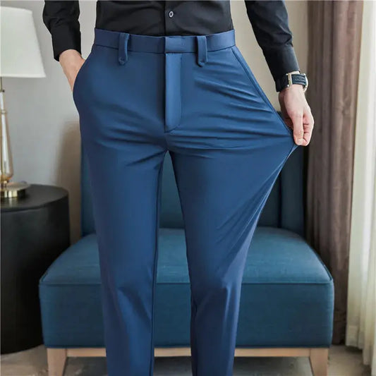 Mens Dress Pants Trousers 2024 Summer New Thin Breathable Solid CasualSPECIFICATIONSBrand Name: WANANSNOrigin: Mainland ChinaCN: ZhejiangHign-concerned Chemical: NoneMaterial: SPANDEXApplicable Season: Spring and SummerStyle: CasualAppJohnny TirakJohnny TirakThin Breathable Solid Casual High Elastic Slim Fit Suit Pants Streetwear Men Clothing