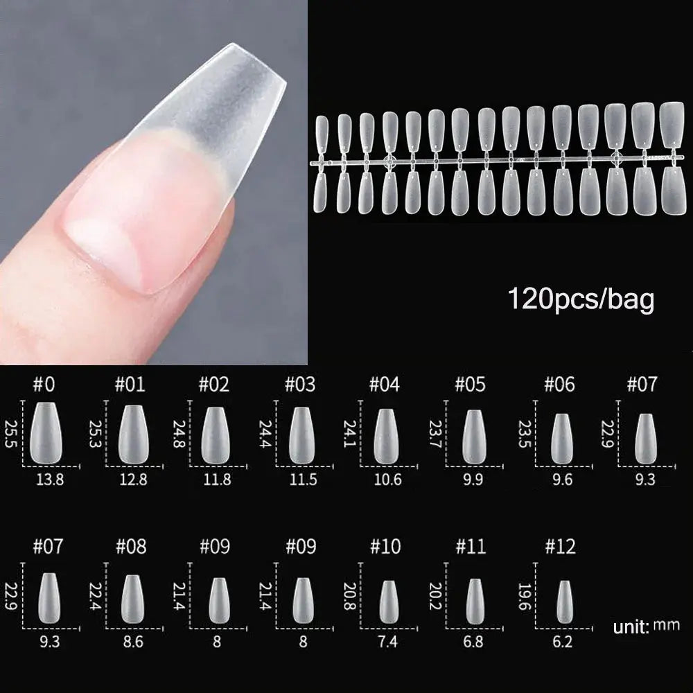 120pcs/bag Matte Press On Nail Tips Soft Full Cover False Nails Oval Almond Sculpted Fake Nail.